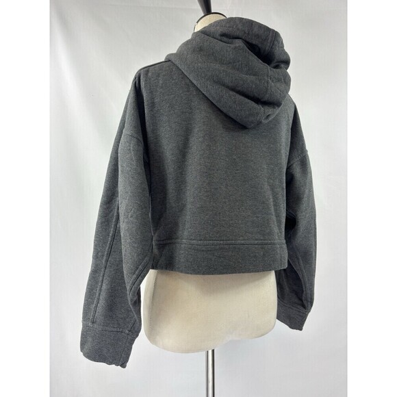 Daily Practice Anthropologie Cropped Hoodie Dark Grey XS Long Sleeve Henley - Picture 4 of 11